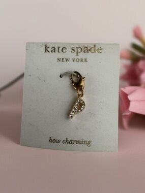 Kate Spade crystal P pavé charm - gold hardware